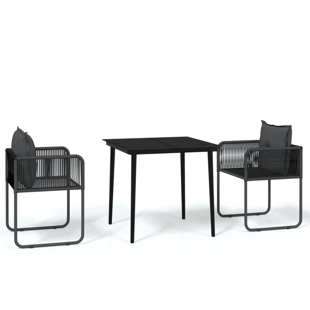 3 Piece Garden Dining Set Black