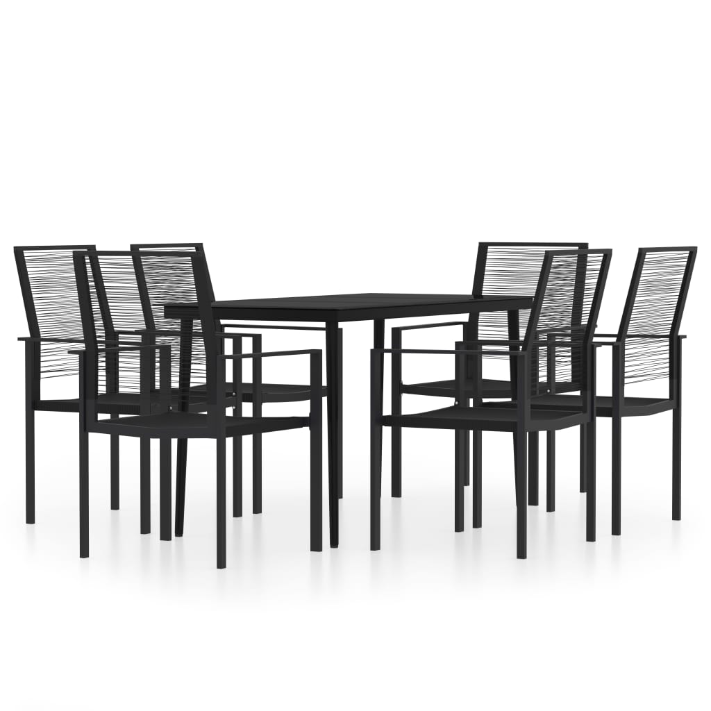 7 Piece Garden Dining Set Black