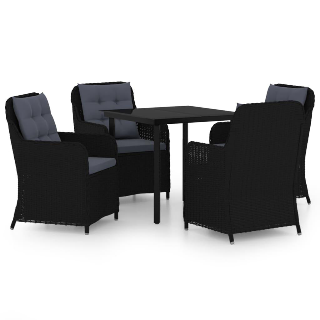 5 Piece Garden Dining Set Black