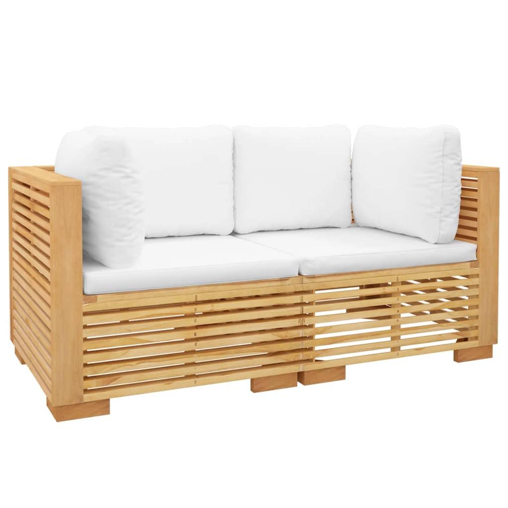 Garden Corner Sofas with Cushions 2 pcs Solid Wood Teak