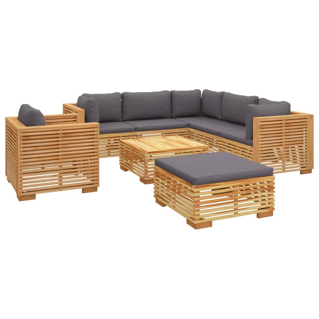 8 Piece Garden Lounge Set with Cushions Solid Teak Wood