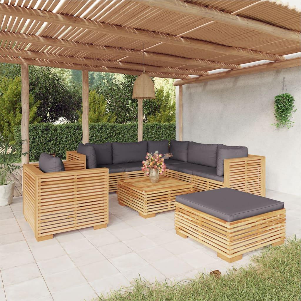 8 Piece Garden Lounge Set with Cushions Solid Teak Wood