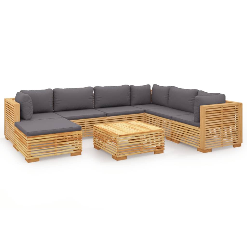 8 Piece Garden Lounge Set with Cushions Solid Teak Wood
