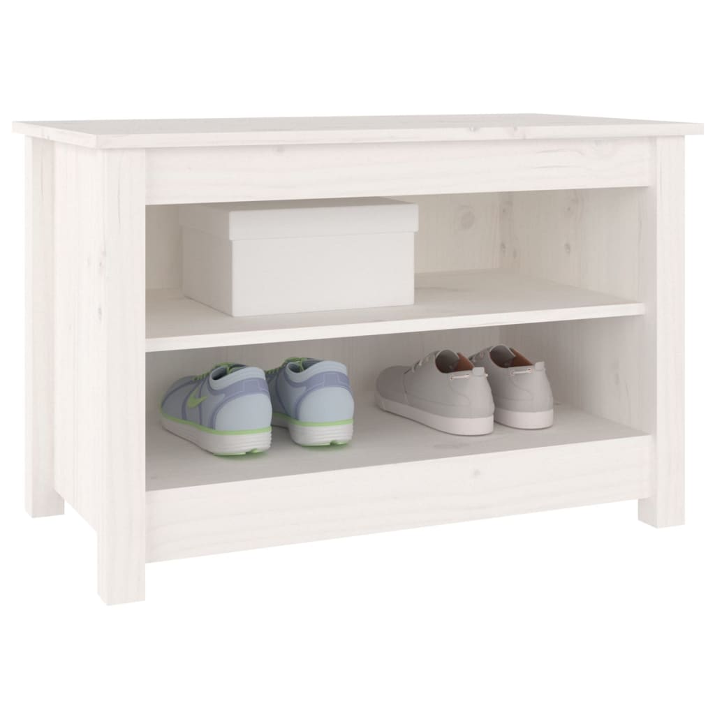 Shoe Bench White 70x38x45.5 cm Solid Wood Pine