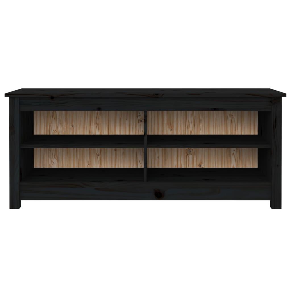Shoe Bench Black 110x38x45.5 cm Solid Wood Pine