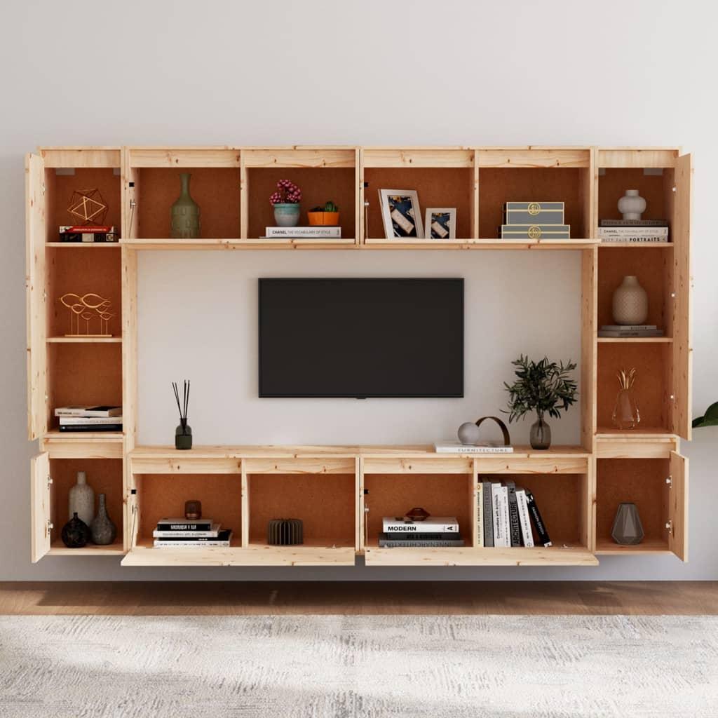 TV Cabinets 8 pcs Solid Wood Pine