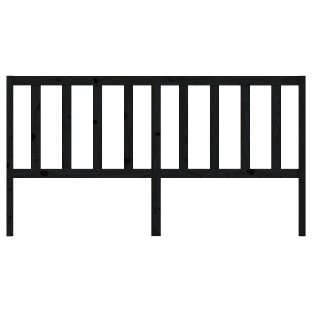 Bed Headboard Black 186x4x100 cm Solid Wood Pine