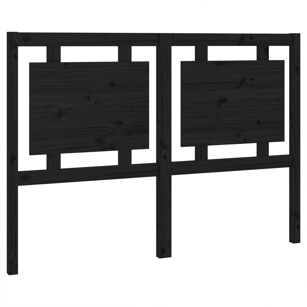 Bed Headboard Black 140.5x4x100 cm Solid Wood Pine