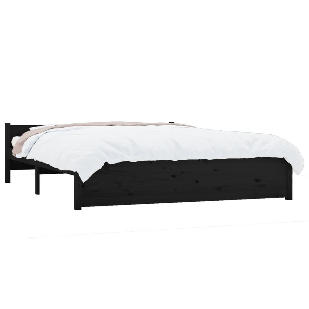 Bed Frame without Mattress Black Solid Wood 150x200 cm