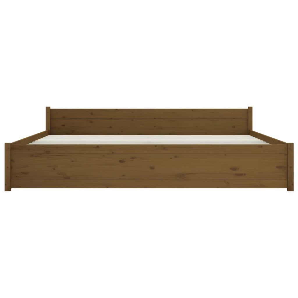 Bed Frame without Mattress Honey Brown Solid Wood 183x203 cm King