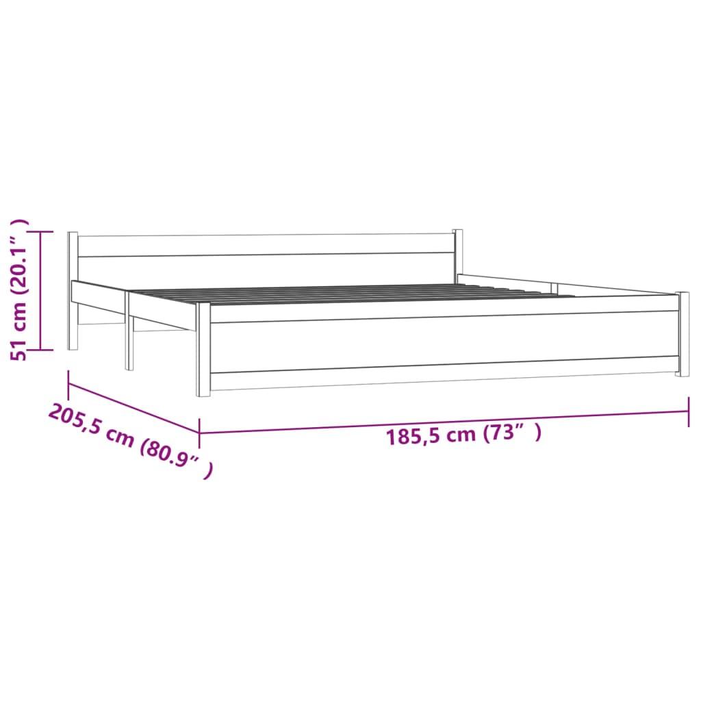 Bed Frame without Mattress Honey Brown Solid Wood 183x203 cm King