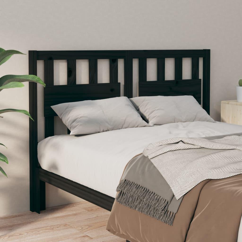 Bed Headboard Black 140.5 cm Solid Wood Pine