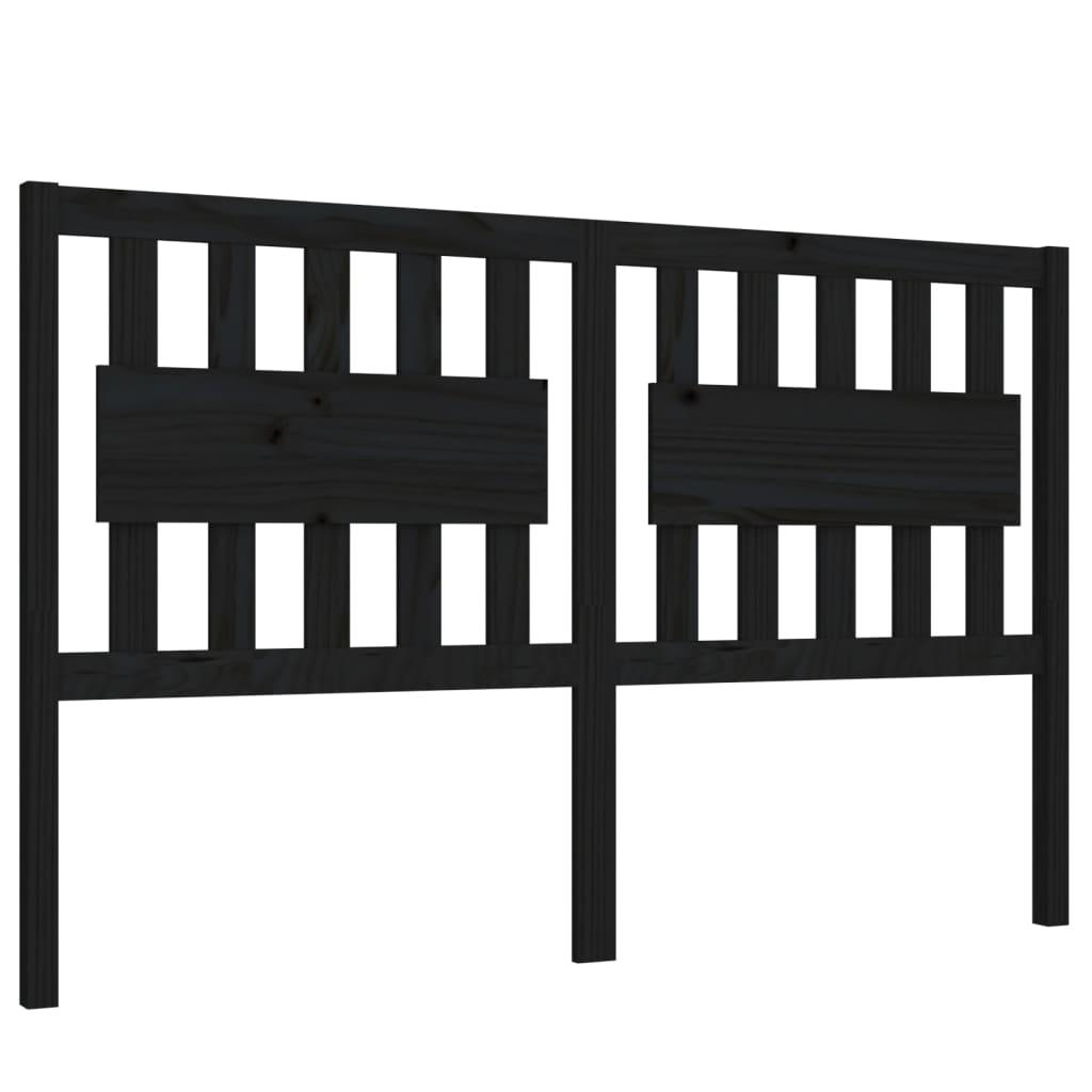 Bed Headboard Black 155.5 cm Solid Wood Pine