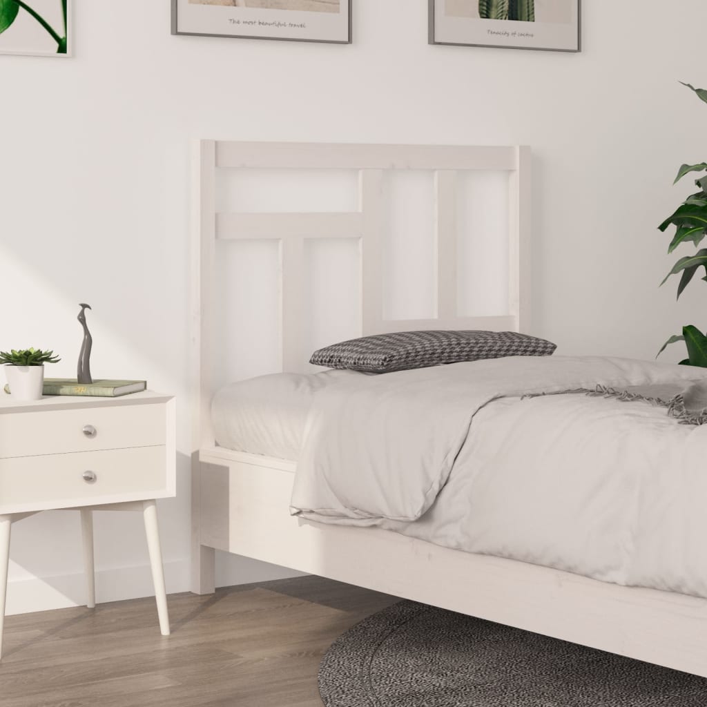 Bed Headboard White 95.5 cm Solid Wood Pine