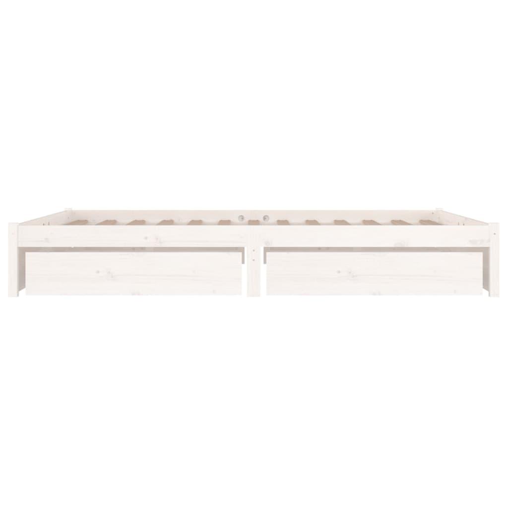 Bed Frame without Mattress with Drawers White 150x200 cm