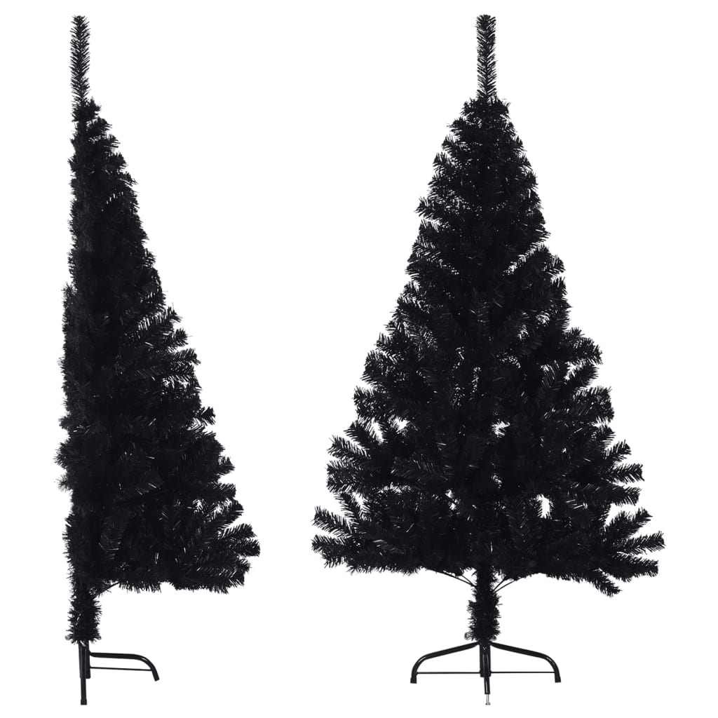 Artificial Half Christmas Tree with Stand Black 150 cm PVC