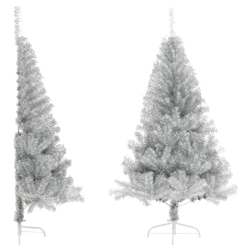 Artificial Half Christmas Tree with Stand Silver 120 cm PET