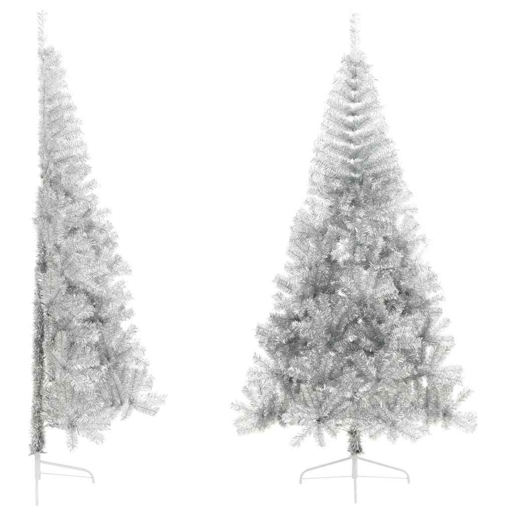 Artificial Half Christmas Tree with Stand Silver 240 cm PET