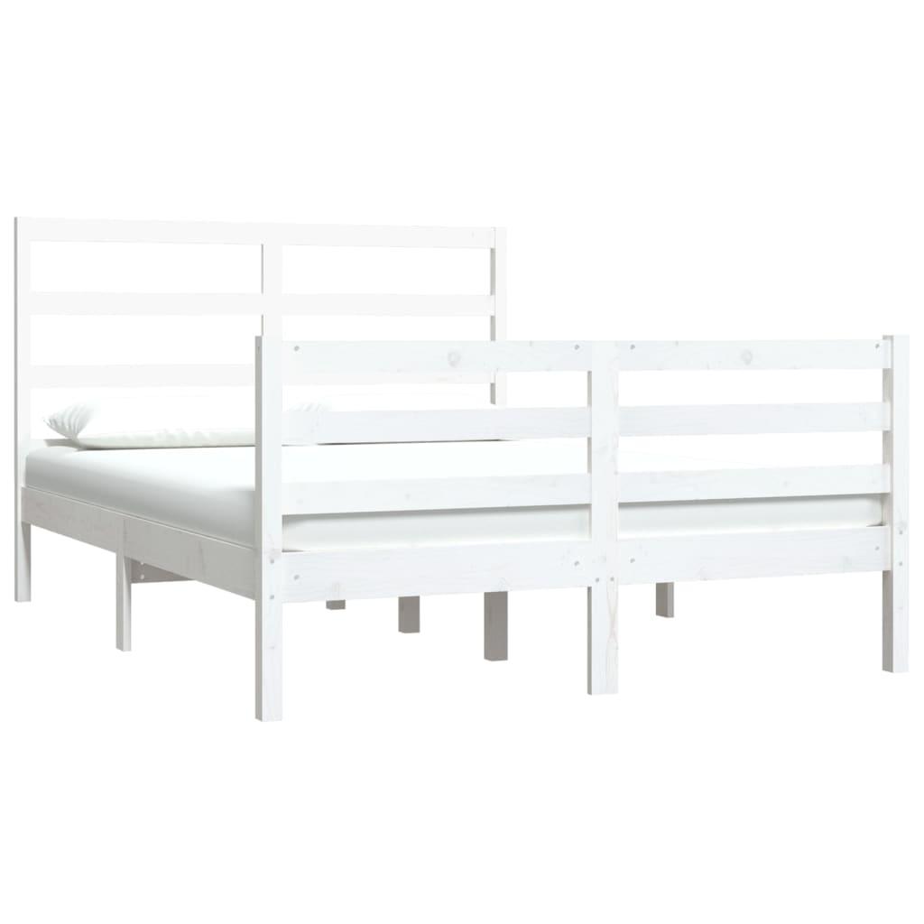 Bed Frame White Solid Wood Pine 135x190 cm 4FT6 Double