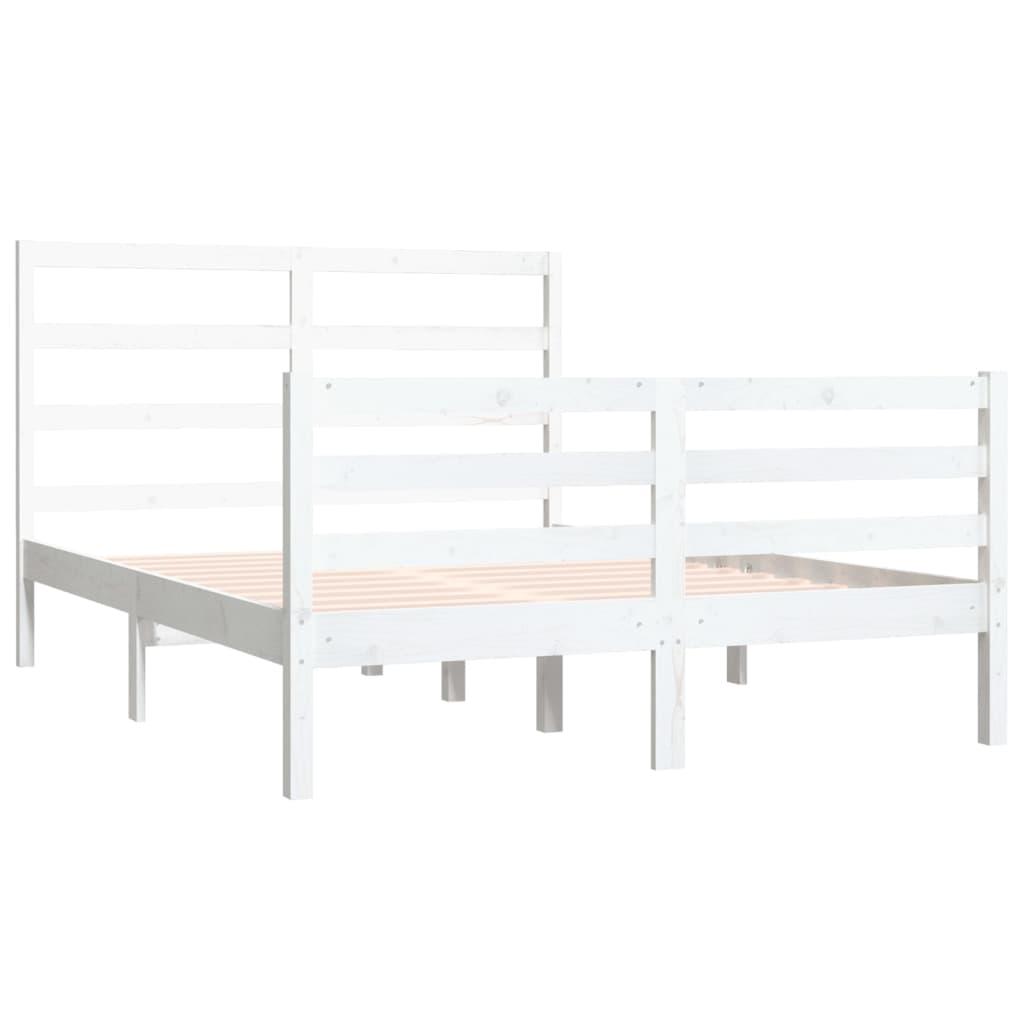 Bed Frame White Solid Wood Pine 135x190 cm 4FT6 Double