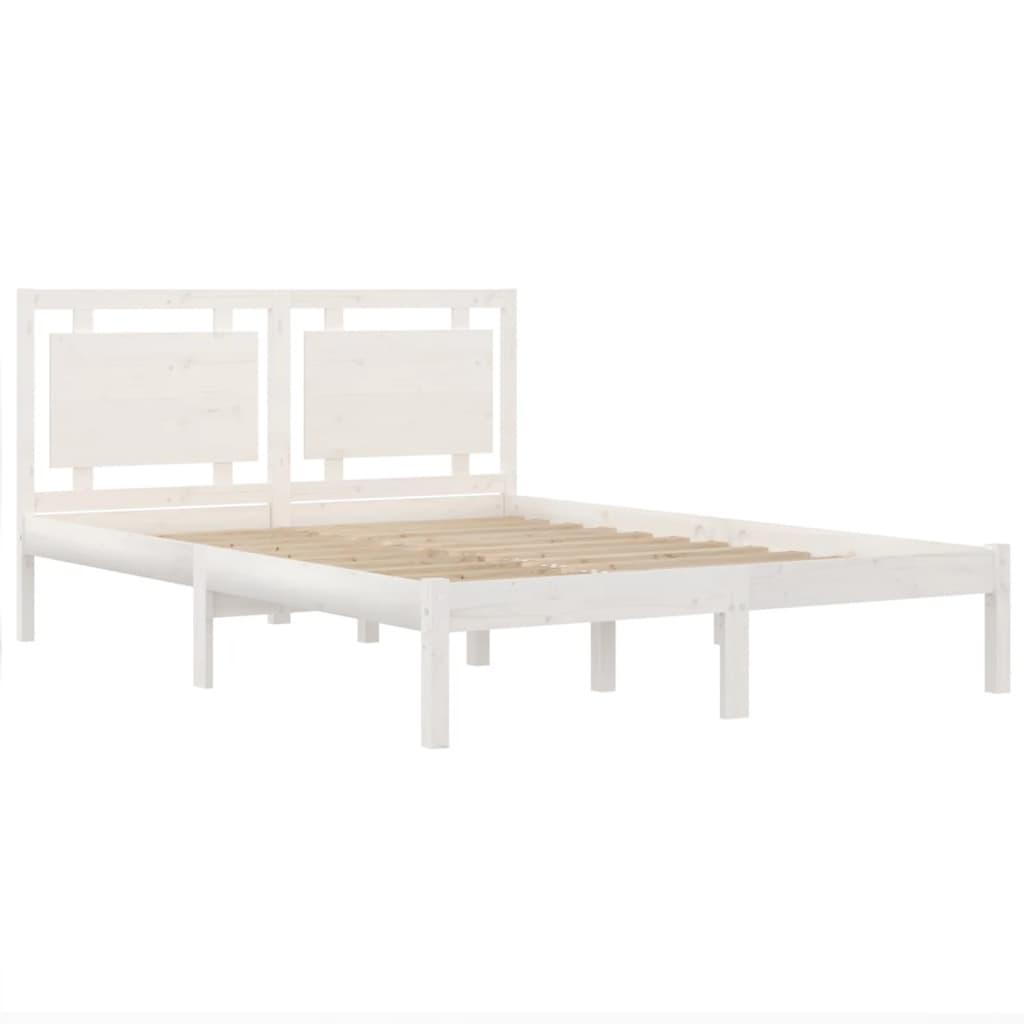 Bed Frame without Mattress White 135x190 cm Solid Wood
