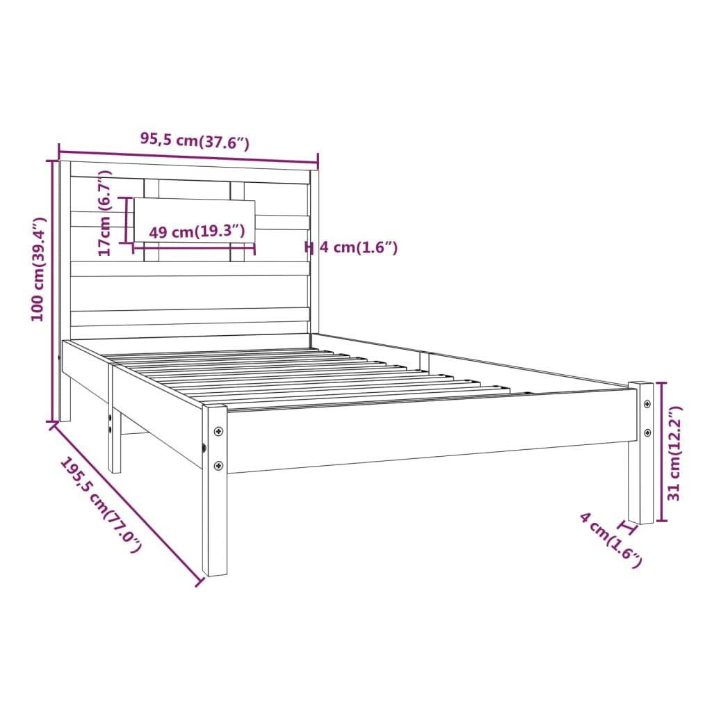 Bed Frame Solid Wood 90x190 cm 3FT Single