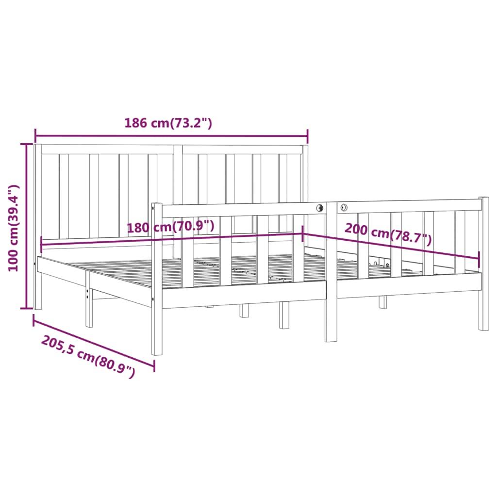 Bed Frame without Mattress Black 183x203 cm King Solid Wood
