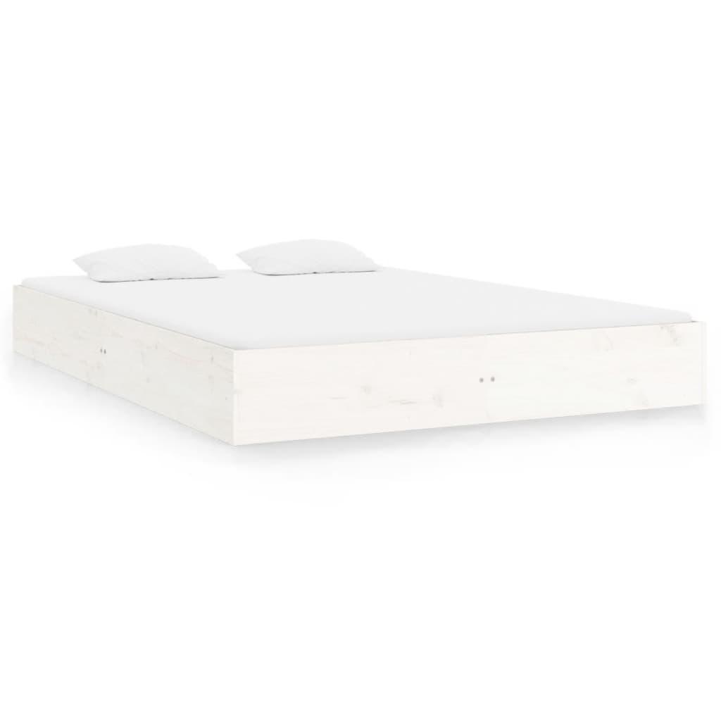 Bed Frame without Mattress White Solid Wood 150x200 cm
