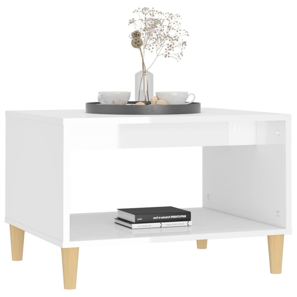 Coffee Table High Gloss White 60x50x40 cm Engineered Wood