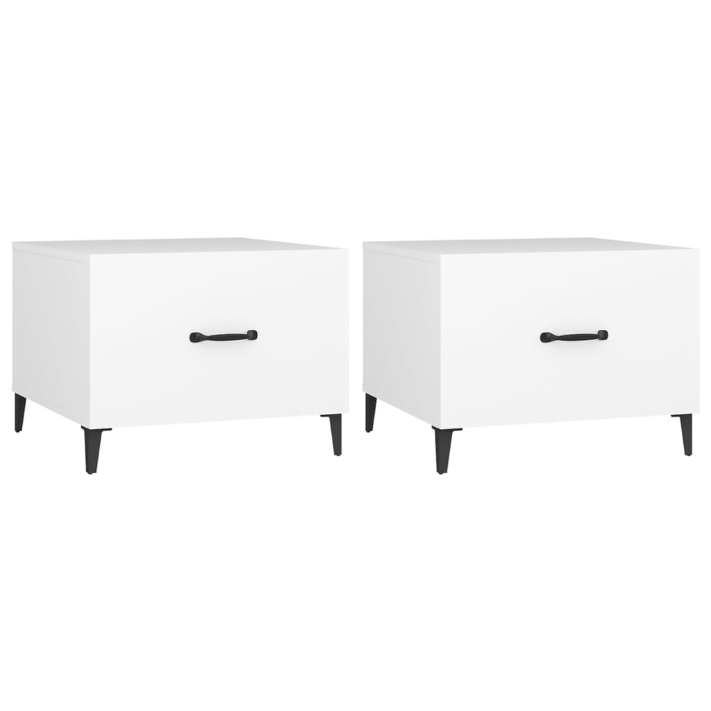Coffee Table with Metal Legs 2 pcs White 50x50x40 cm