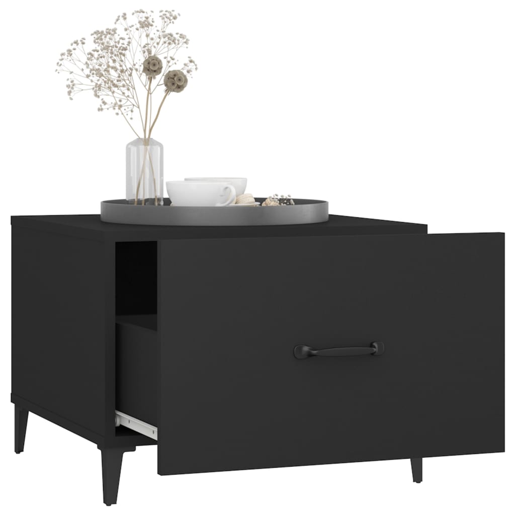 Coffee Table with Metal Legs 2 pcs Black 50x50x40 cm