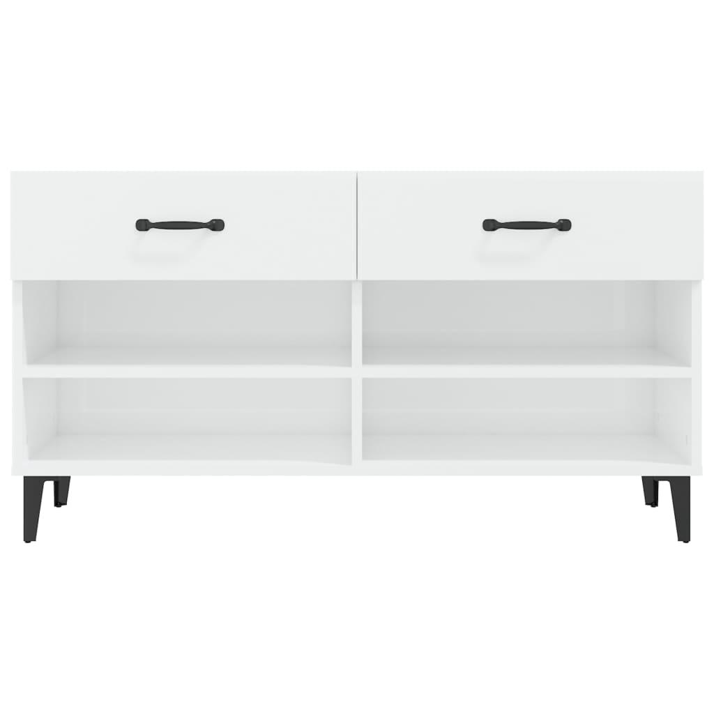Shoe Cabinet High Gloss White 102x35x55 cm Engineered Wood