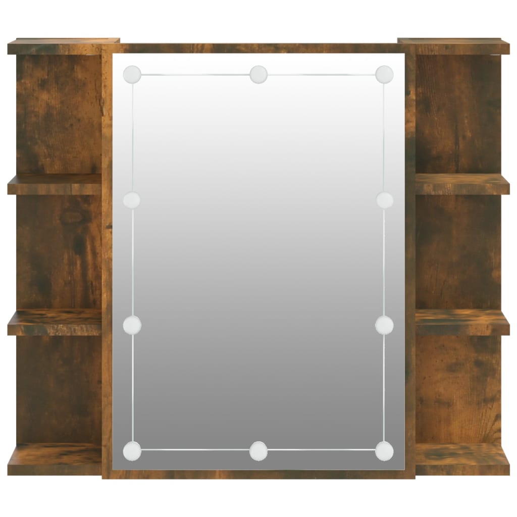 Mirror Cabinet with LED Smoked Oak 70x16.5x60 cm