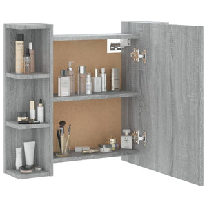 Mirror Cabinet with LED Grey Sonoma 70x16.5x60 cm