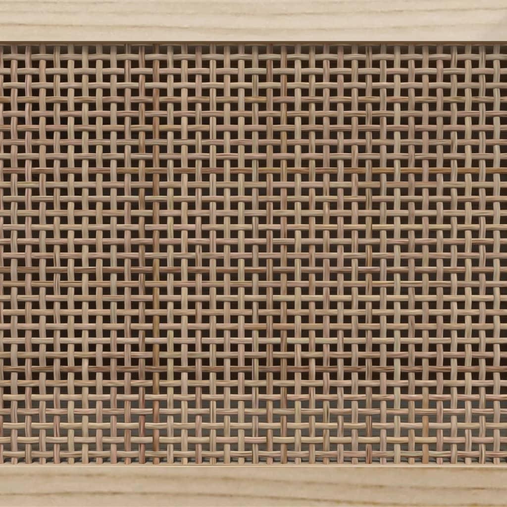 TV Cabinet Black 105x30x40 cm Solid Wood Pine&Natural Rattan