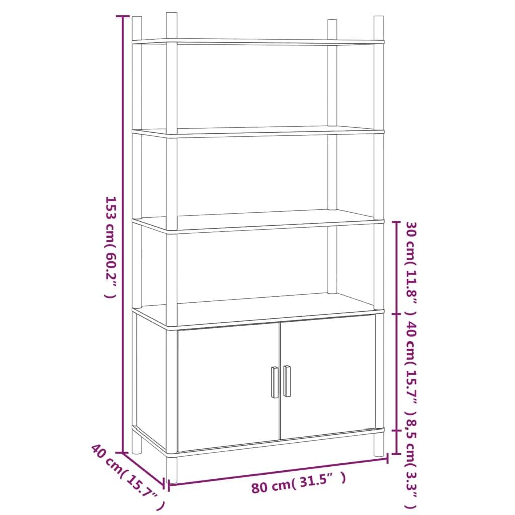Highboard Black 80x40x153 cm Engineered Wood