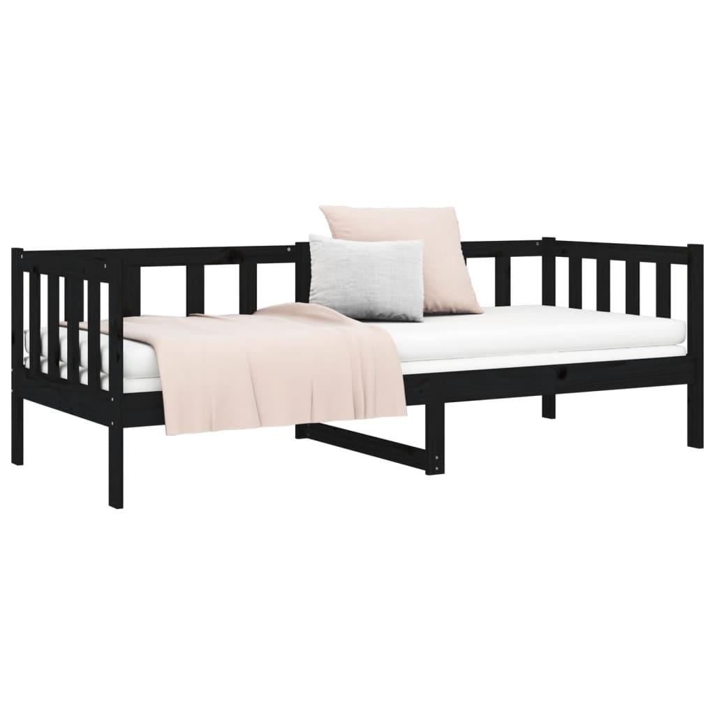 Day Bed without Mattress Black 90x190 cm Solid Wood Pine