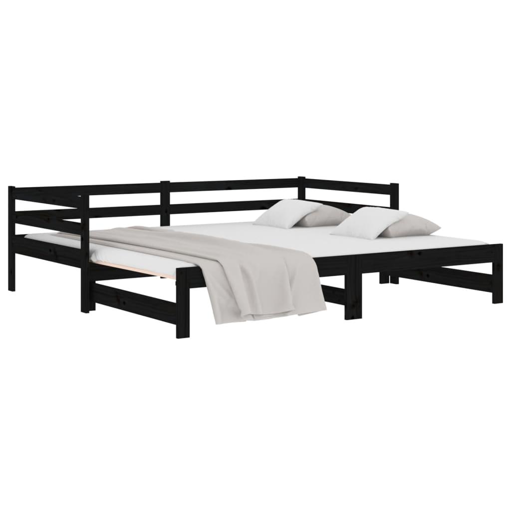 Pull-out Day Bed without Mattress Black 90x190 cm