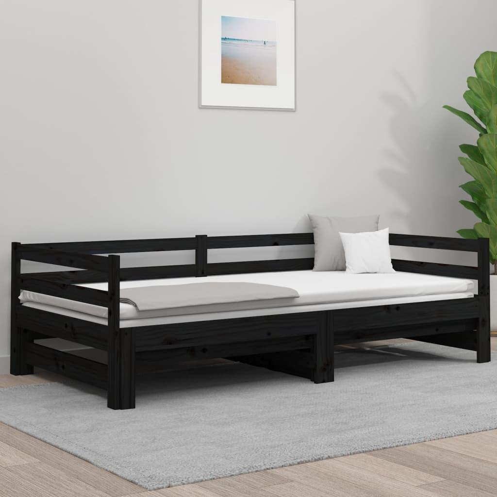 Pull-out Day Bed without Mattress Black 90x190 cm