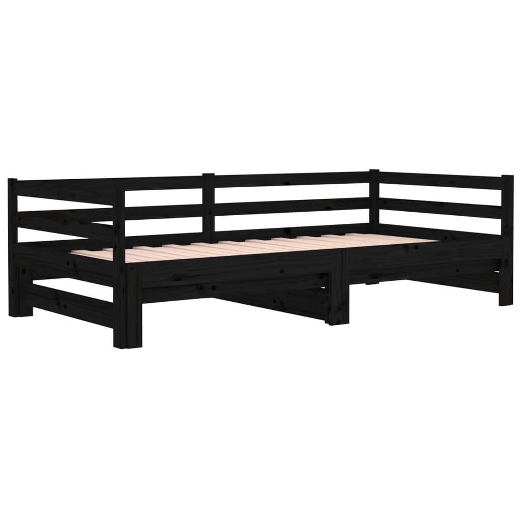Pull-out Day Bed without Mattress Black 90x190 cm