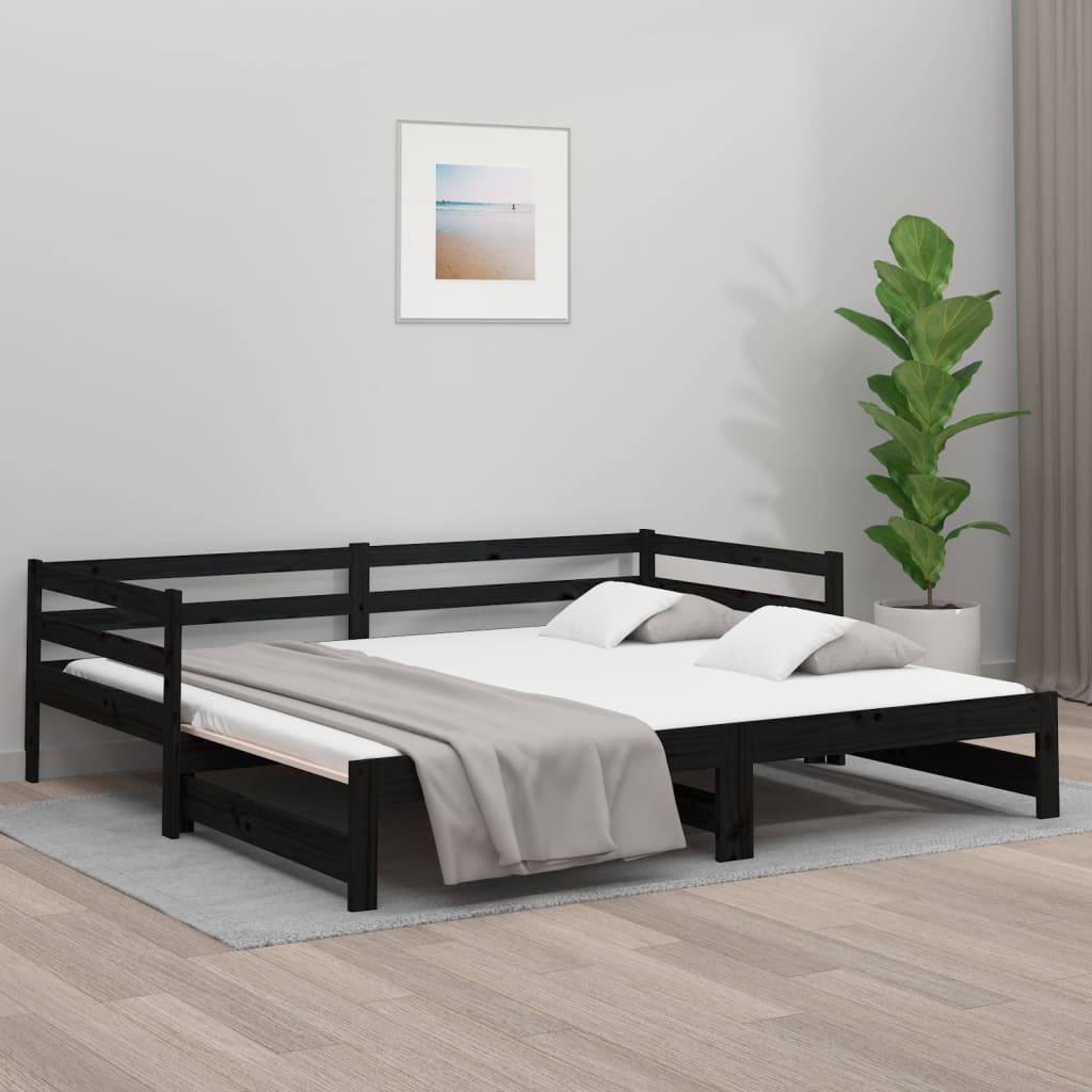 Pull-out Day Bed without Mattress Black 90x190 cm