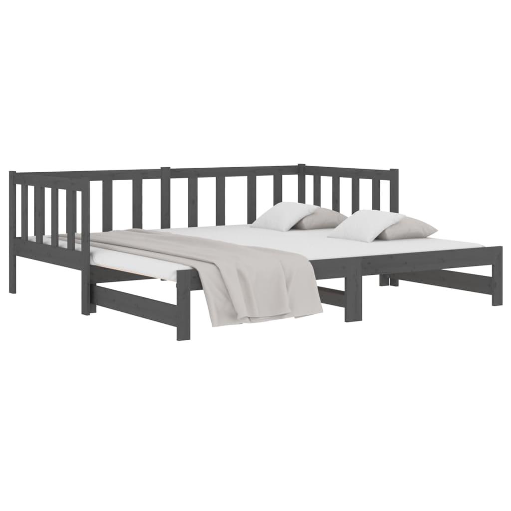Pull-out Day Bed without Mattress Grey 2x(90x190) cm