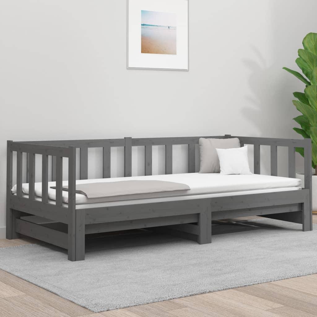 Pull-out Day Bed without Mattress Grey 2x(90x190) cm