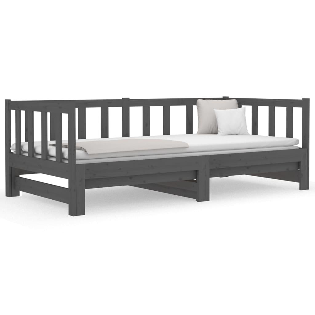 Pull-out Day Bed without Mattress Grey 2x(90x190) cm