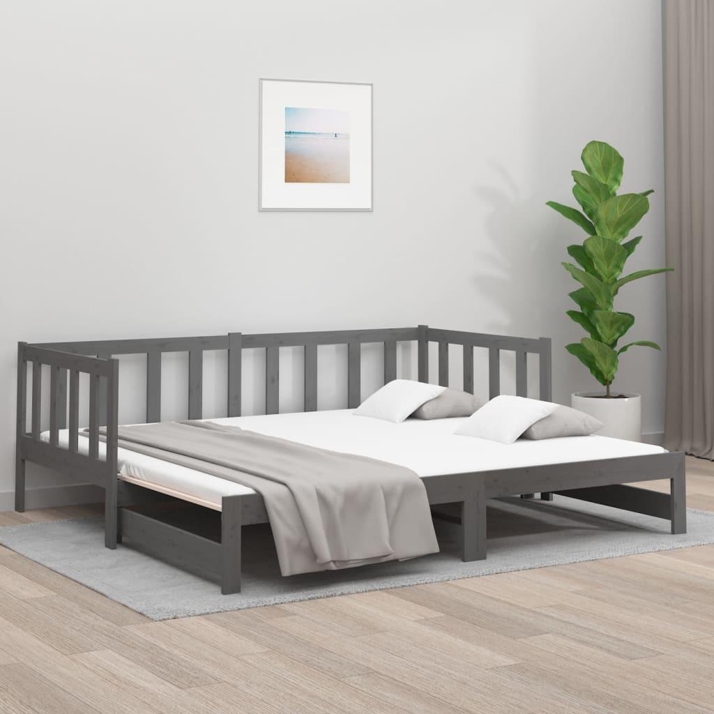 Pull-out Day Bed without Mattress Grey 2x(90x190) cm