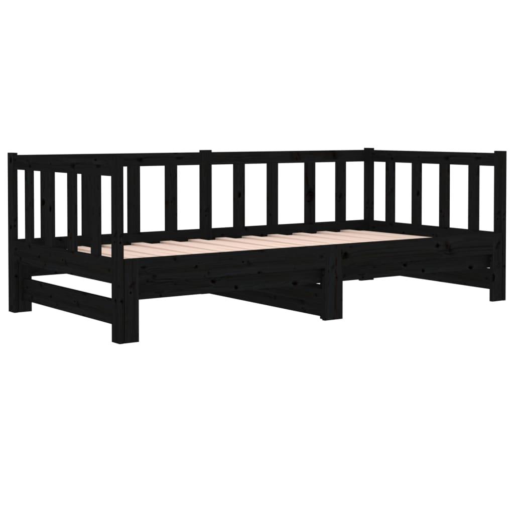 Pull-out Day Bed without Mattress Black 2x(90x190) cm