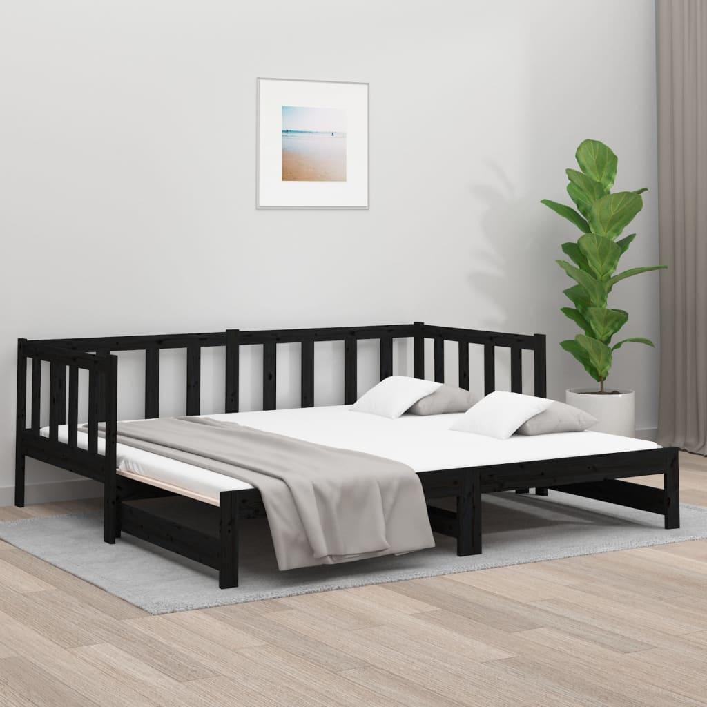 Pull-out Day Bed without Mattress Black 2x(90x190) cm
