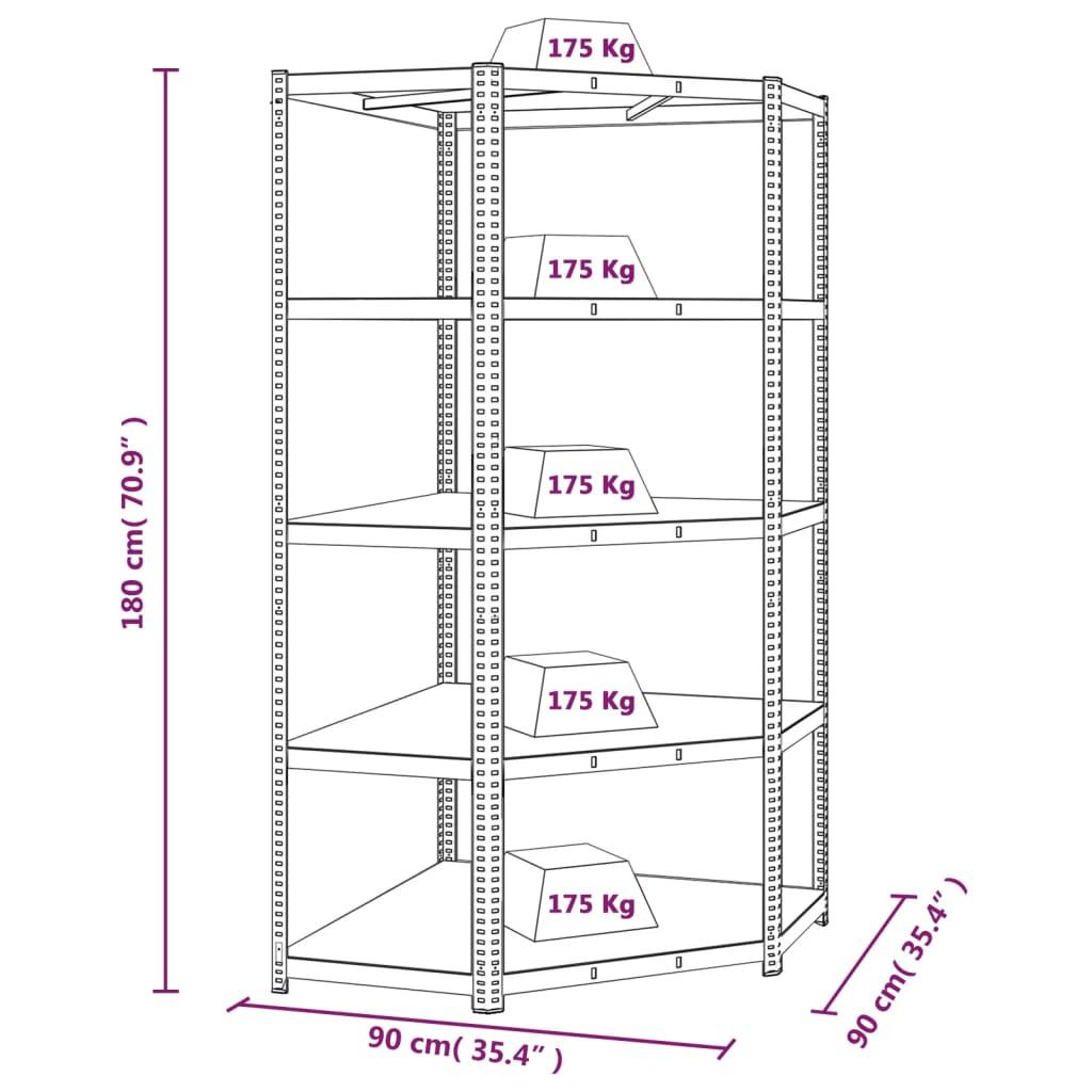 5-Layer Corner Shelf Blue Steel and Engineered Wood