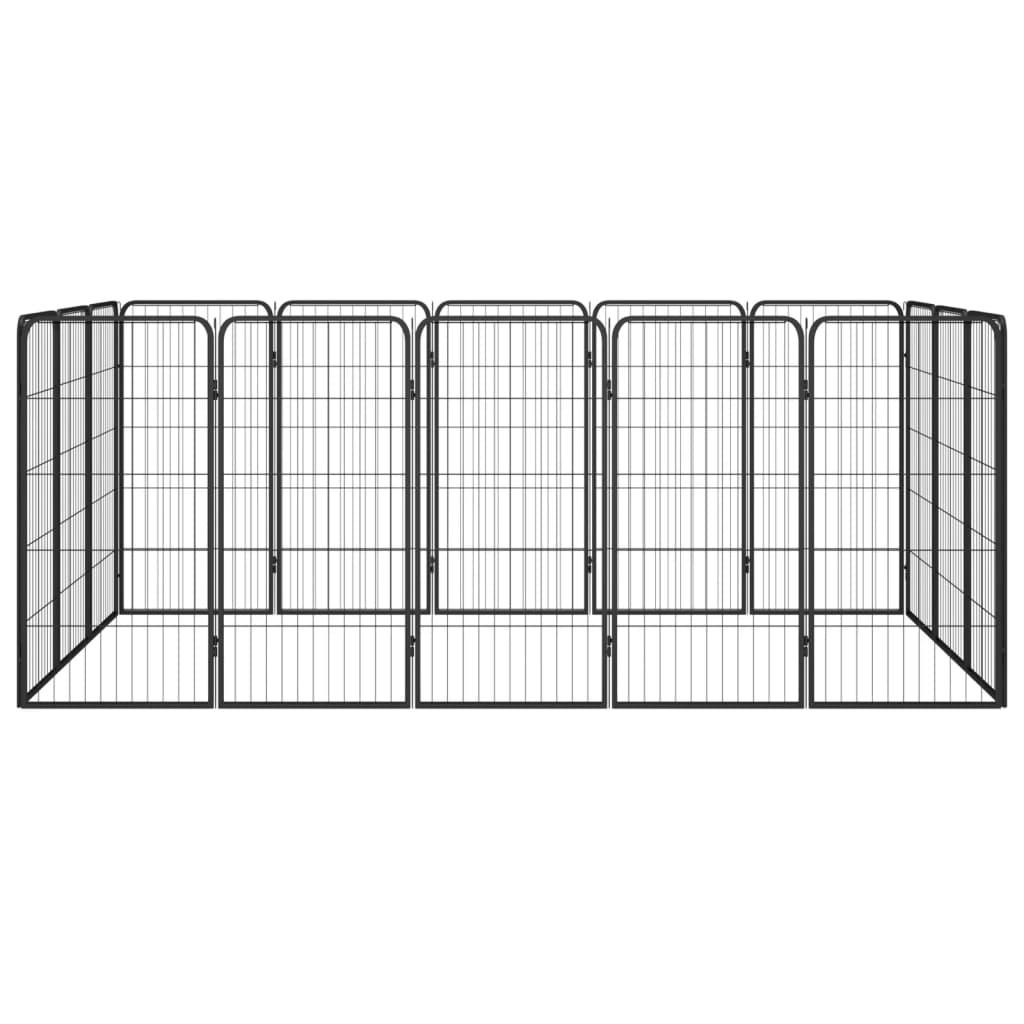 16-Panel Dog Playpen Black 50x100 cm Powder-coated Steel