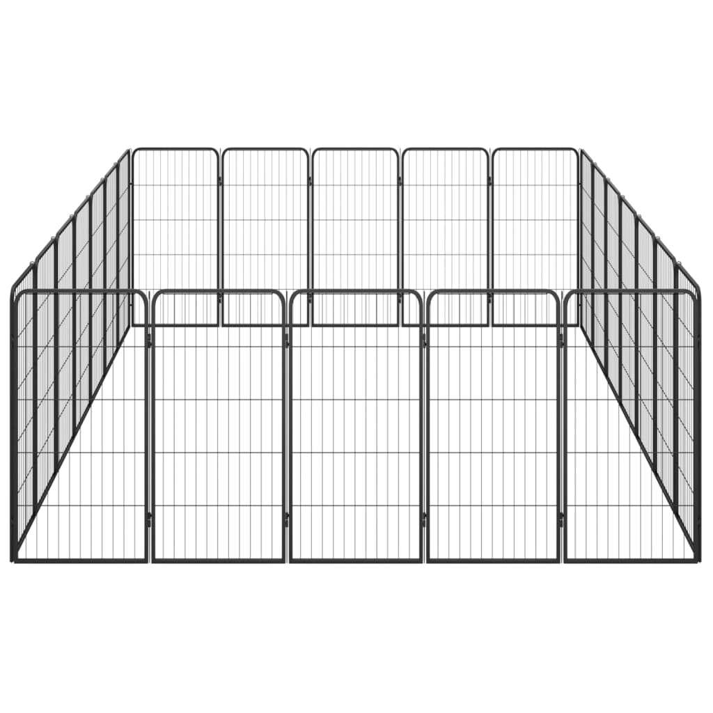 24-Panel Dog Playpen Black 50x100 cm Powder-coated Steel